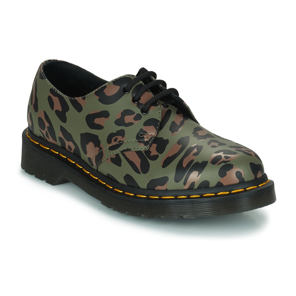 Dr. Martens  1461 Smooth Distorted Leopard  Khaki