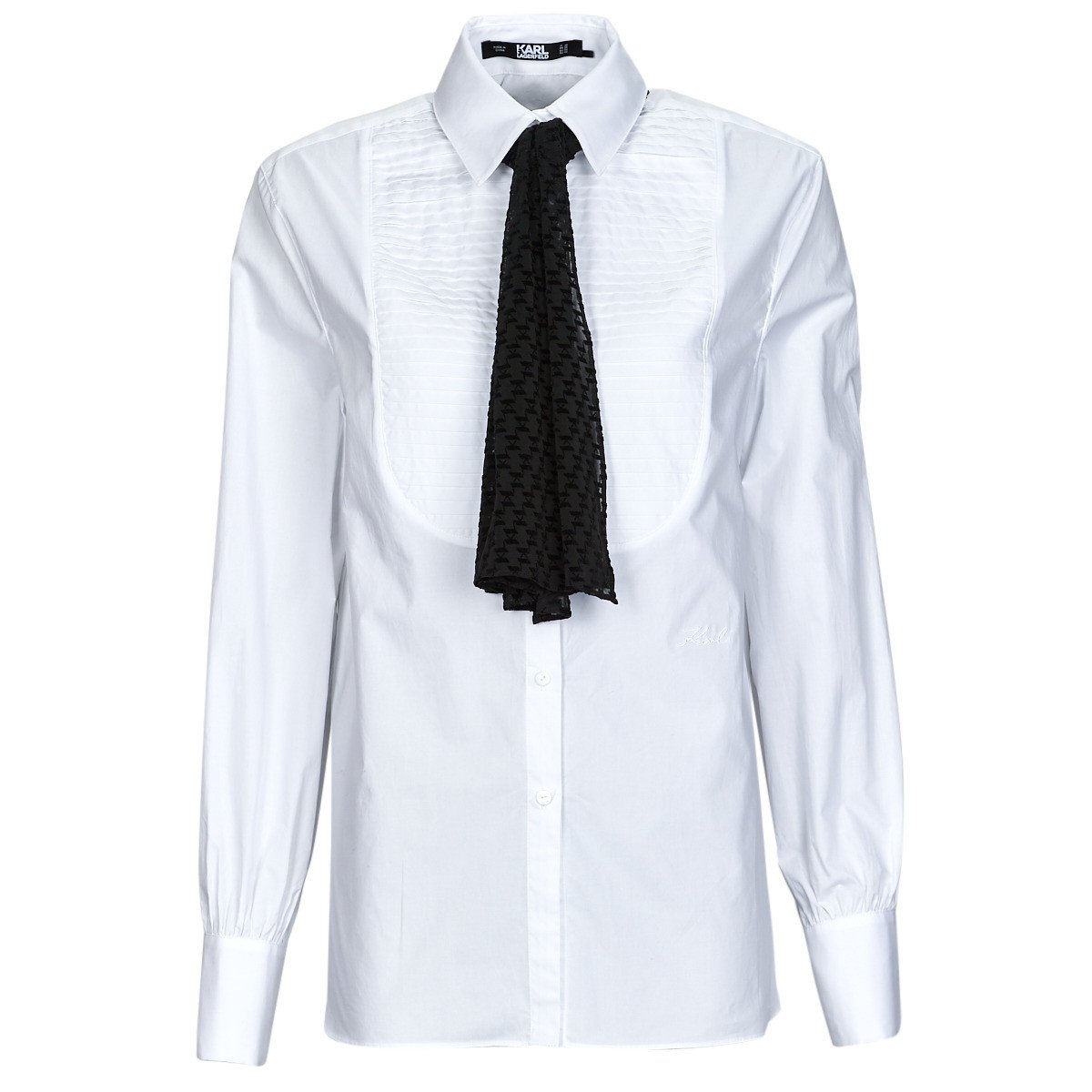 Karl Lagerfeld  BIB SHIRT W/ MONOGRAM NECKTIE  Bílá