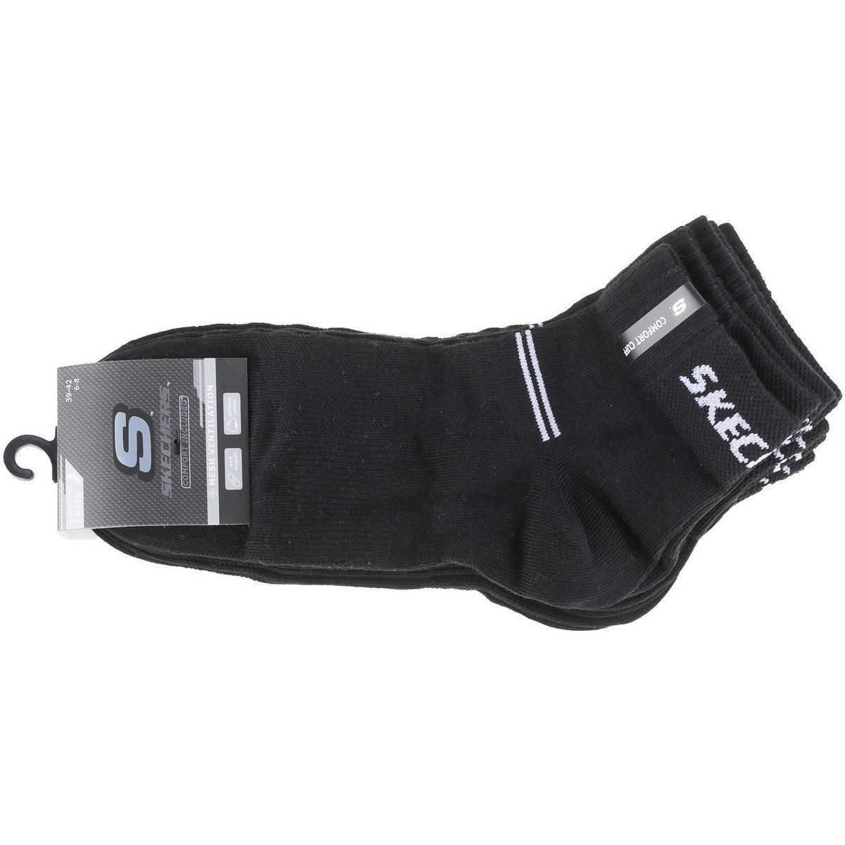 Skechers  5PPK Wm Mesh Ventilation Quarter Socks  Černá