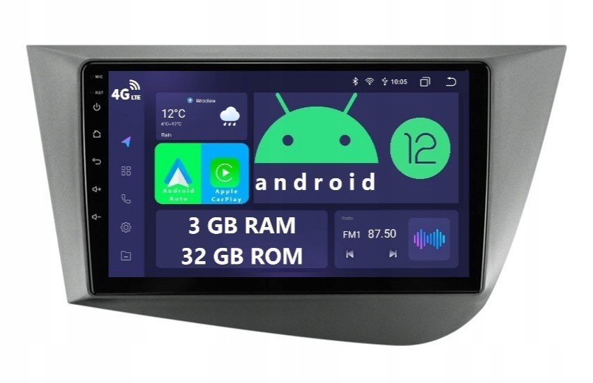 Rádio 2DIN Navigace Android Seat Leon 2 II 3/32 Gb Dsp Carplay Lte