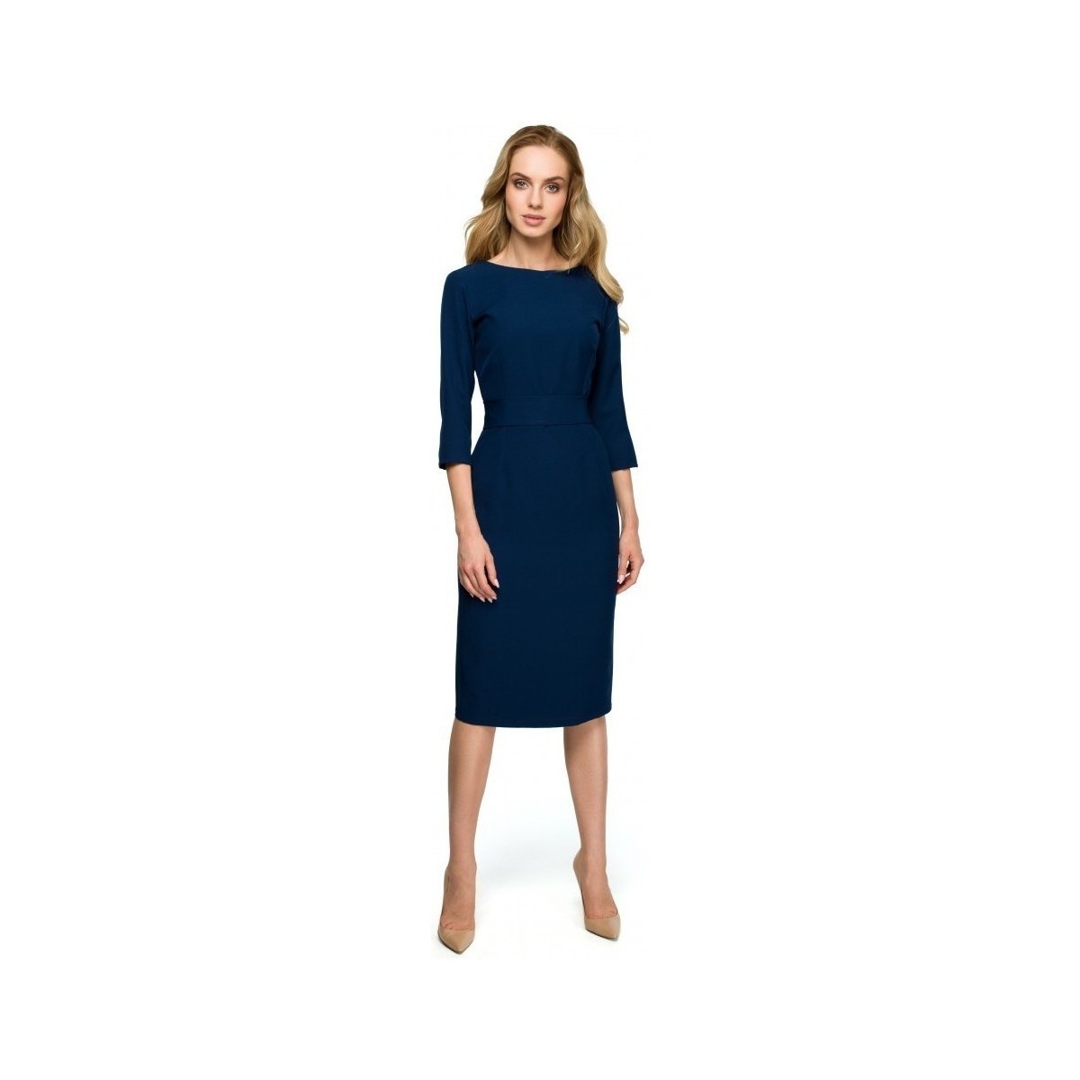 Style  S119 Jednobarevné šaty s knoflíky - tmavě modré  ruznobarevne