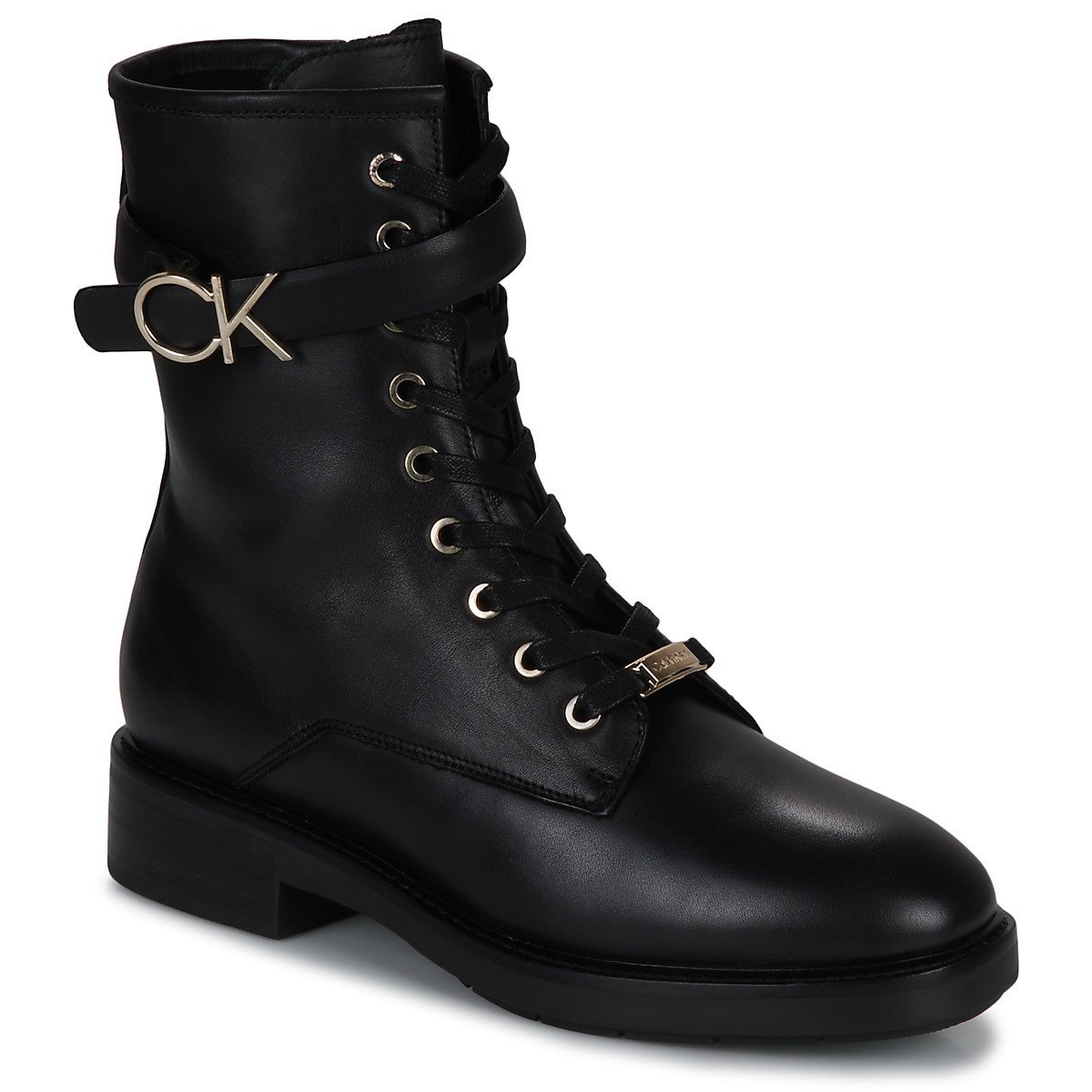 Calvin Klein Jeans  RUBBER SOLE COMBAT BOOT W HW  Černá