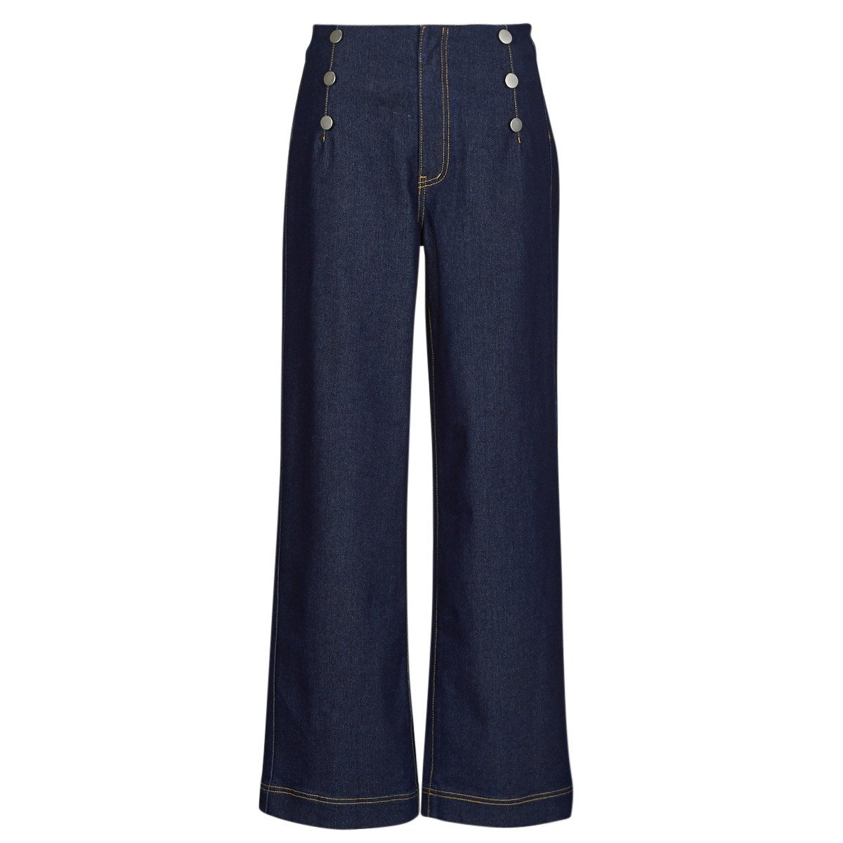 Vila  VIUMMA BUTTON HW WIDE JEANS/ C25  Modrá