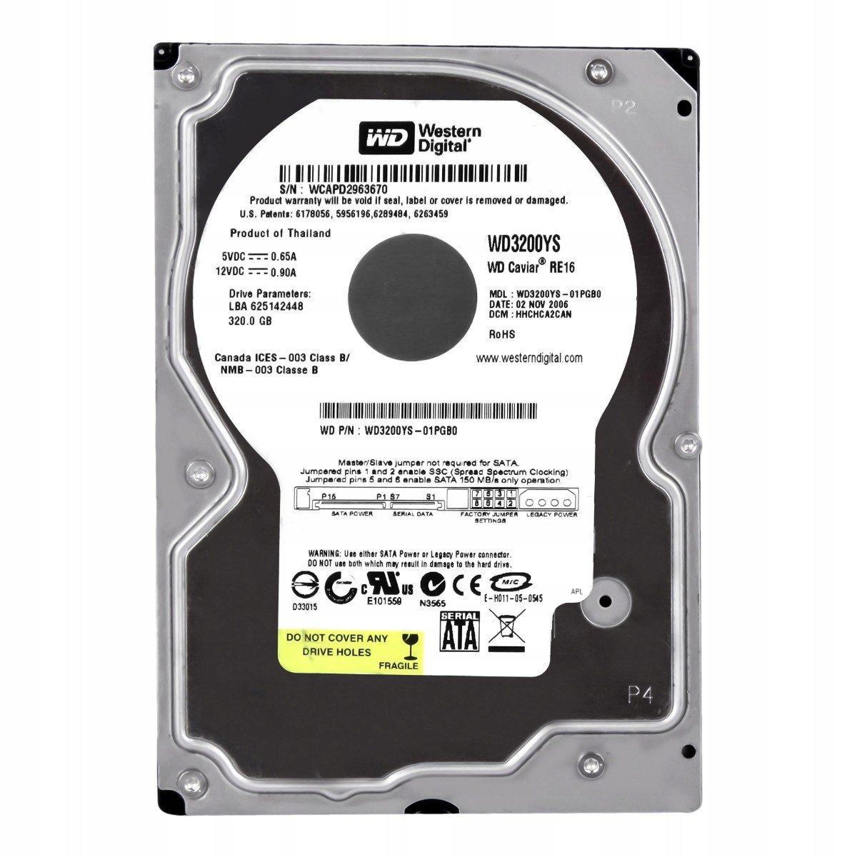 Wd Caviar RE16 320GB 7.2K 16MB Sata II 3.5'' WD3200YS