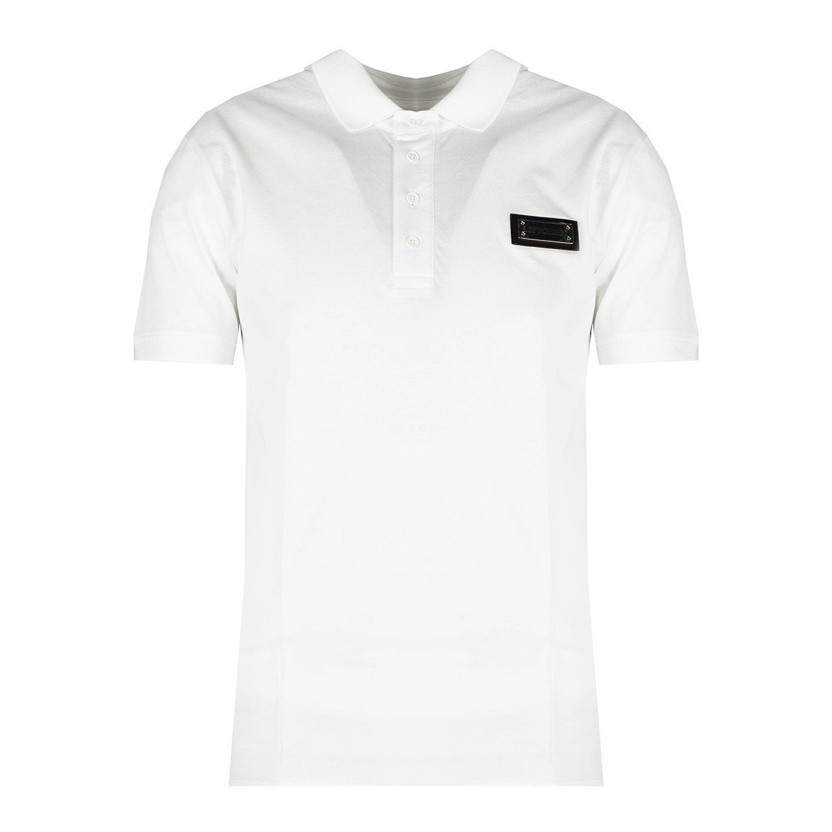 Les Hommes  LKT500 731U | Slim Fit Pique Polo with Metal Logo  Bílá