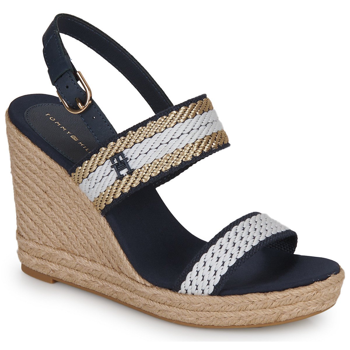 Tommy Hilfiger  GOLDEN WEBBING WEDGE  Tmavě modrá