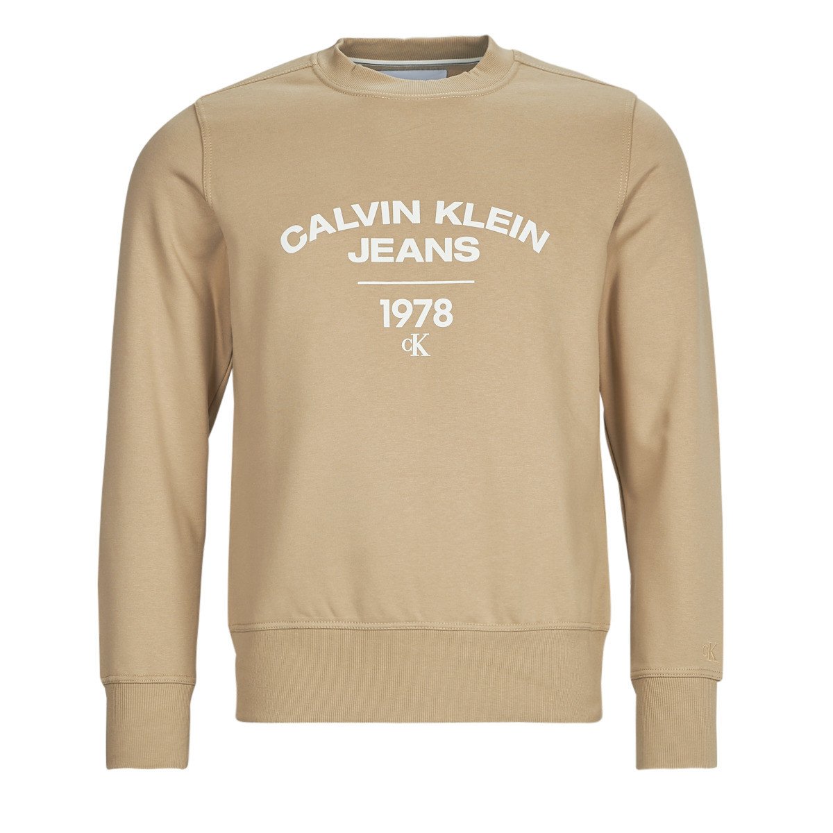 Calvin Klein Jeans  VARSITY CURVE CREW NECK  Béžová