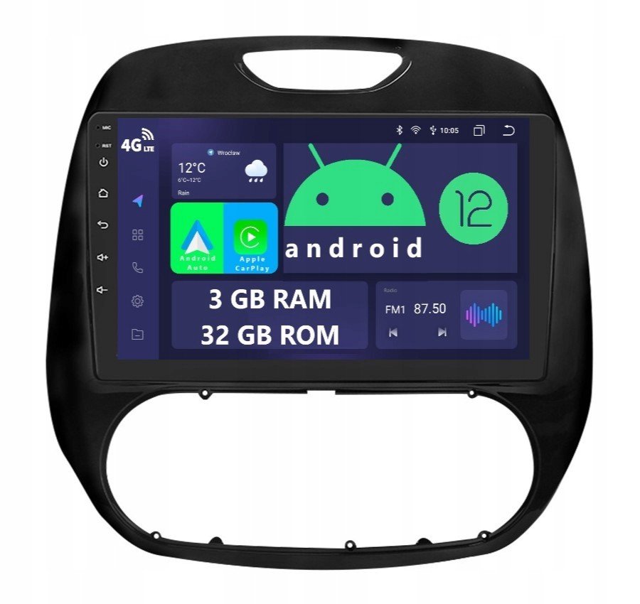 Rádio 2DIN Navigace Android Renault Captur 1 A 3/32 Gb Dsp Carplay Lte