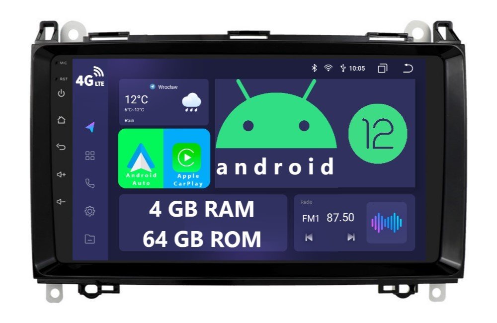 Rádio 2DIN Android Mercedes A W169 B W245 W639 Vito Viano W906 Sprinter