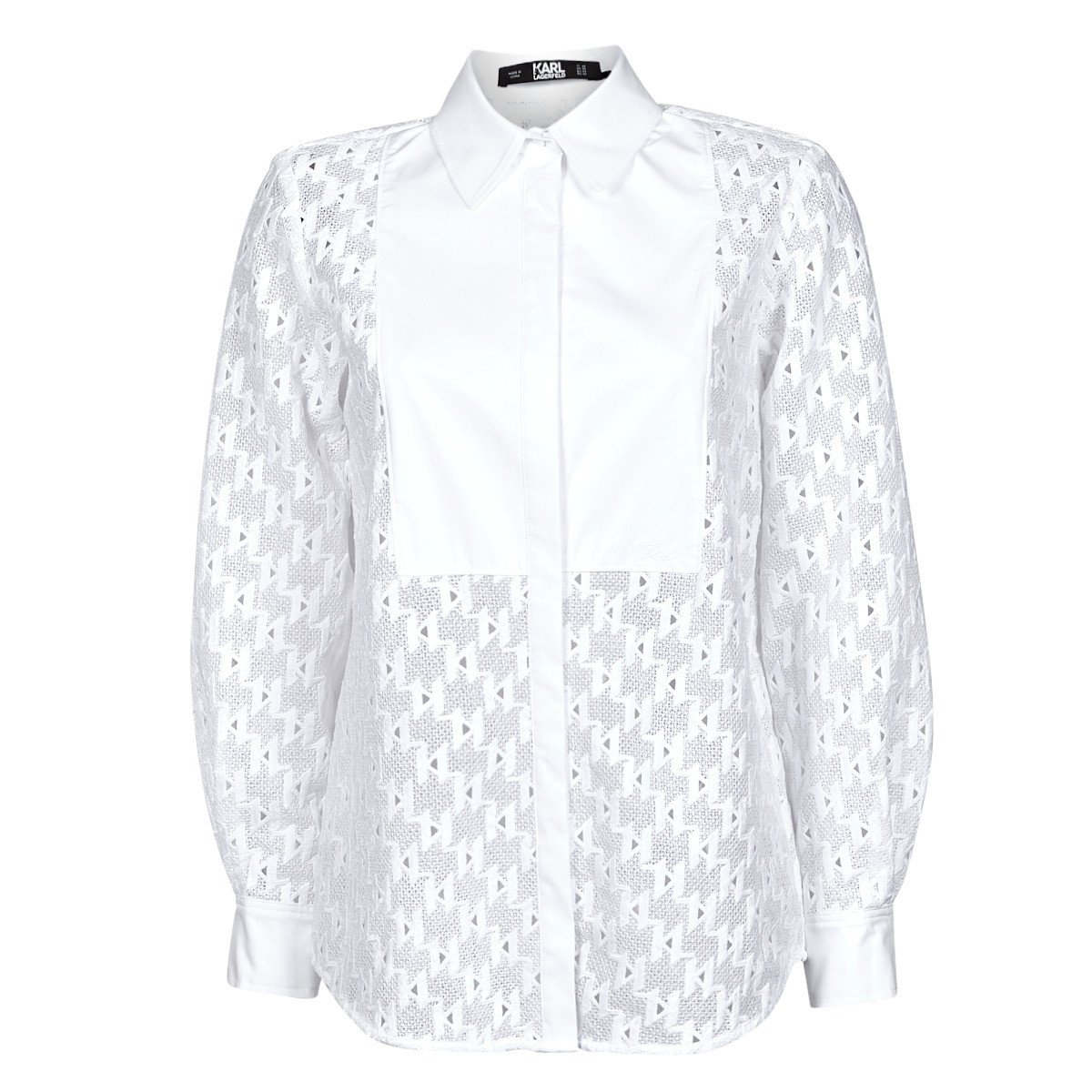 Karl Lagerfeld  KL MONOGRAM LACE BIB SHIRT  Bílá