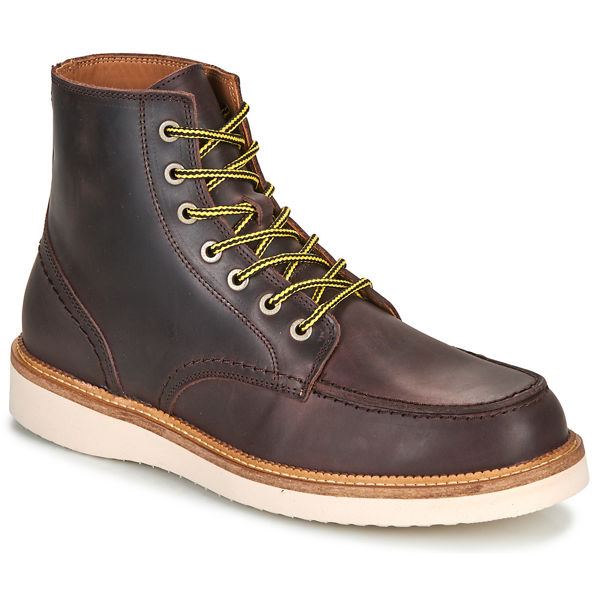 Selected  SLHTEO NEW LEATHER MOC-TOE BOOT  Hnědá