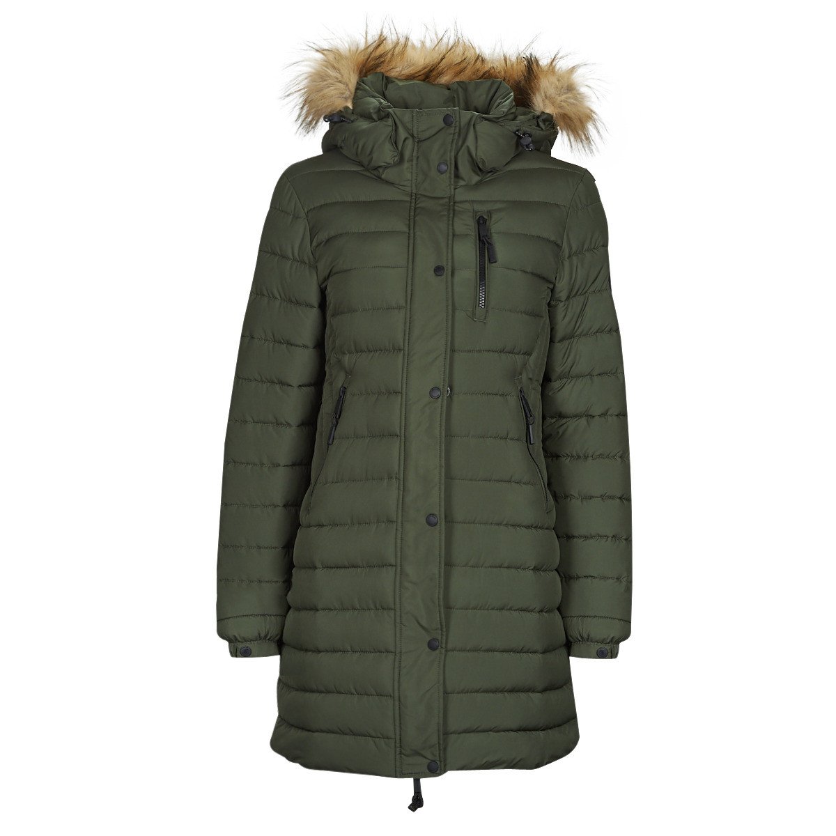 Superdry  FUJI HOODED MID LENGTH PUFFER  Khaki