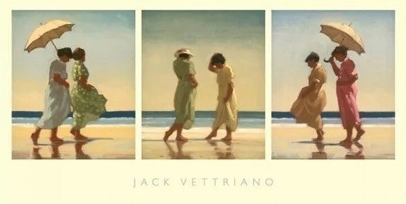 MIGNECO&SMITH Umělecký tisk Summer Days Triptych, Jack Vettriano, (70 x 36 cm)