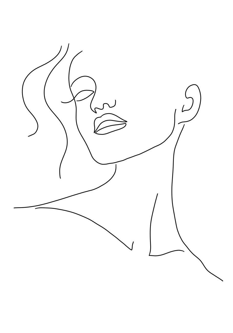 Veronika Boulová Ilustrace Minimal woman face line art, Veronika Boulová, (26.7 x 40 cm)