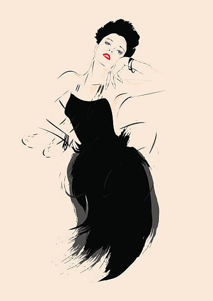 Verlen4418 Ilustrace Fashion girl in sketch-style, Verlen4418, (30 x 40 cm)
