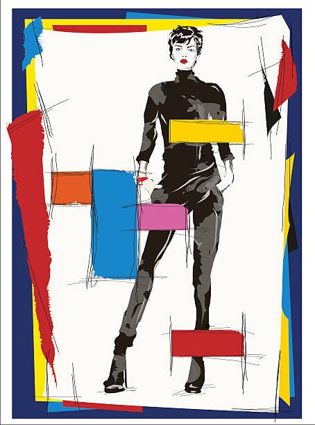 Verlen4418 Ilustrace cubism fashion woman, Verlen4418, (30 x 40 cm)