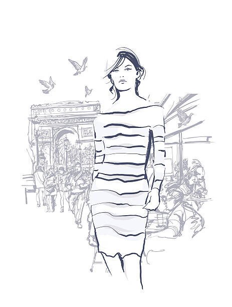 isaxar Ilustrace Woman walking at the Champs-Elysees, isaxar, (30 x 40 cm)
