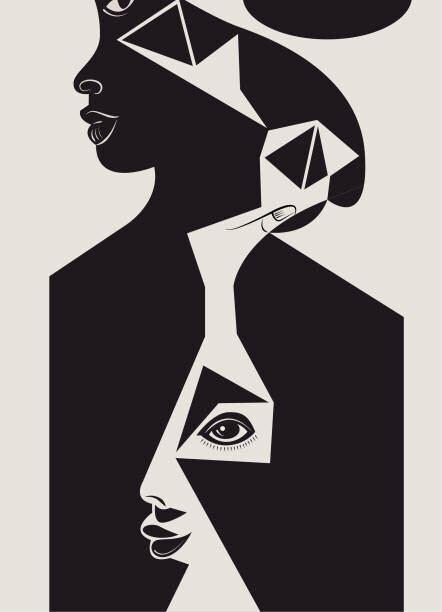 GetFlashFiles Ilustrace A geometry portrait of a woman, GetFlashFiles, (30 x 40 cm)