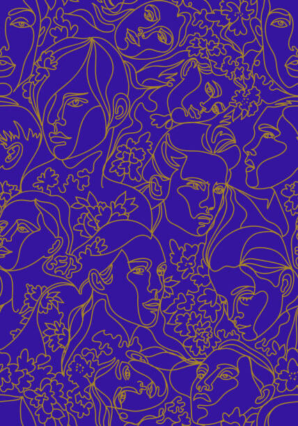 Galina Kamenskaya Ilustrace Vector seamless pattern with people heads, Galina Kamenskaya, (26.7 x 40 cm)