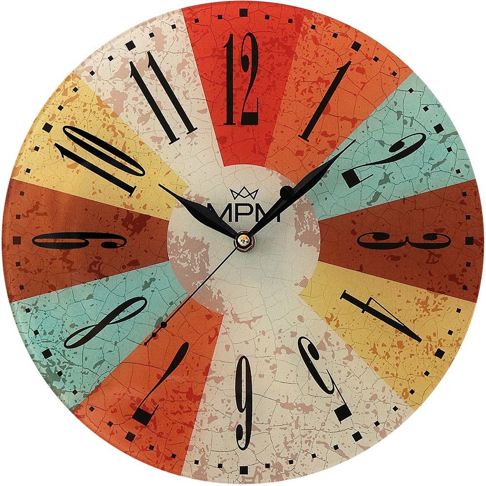 Elegantní skleněné nástěnné hodiny s barevnou kombinací, která se skvěle hodí do vašeho interiéru. Motiv hodin je dílem našeho grafického studia. Hodiny byly vyrobené a designované v  E09.4465