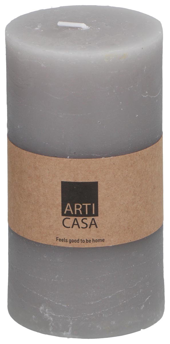 Sloupová svíčka Arti Casa, světle šedá, 7 x 13 cm