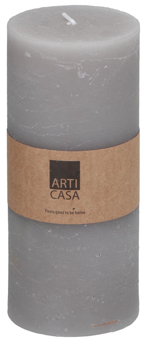Sloupová svíčka Arti Casa, světle šedá, 7 x 16 cm