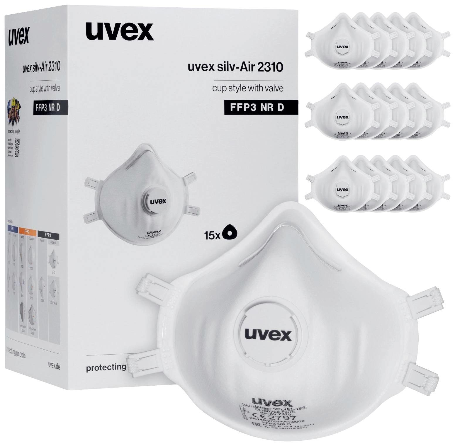 uvex silv-Air classic 2310 8762310 respirátor proti jemnému prachu, s ventilem FFP3 D 15 ks DIN EN 149:2001  plus  A1:2009