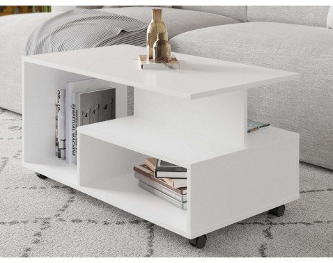 Konferenční stolek na kolečkách Astor, bílý