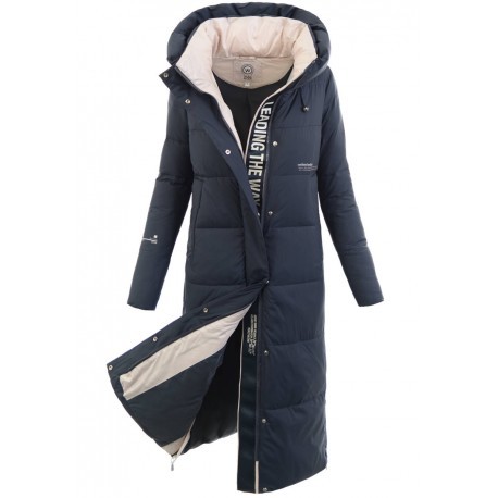 Dámská vatovaná zimní bunda/kabát, Velikost L, Barva Tmavě modrá L&S Fashion 500