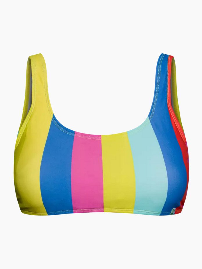 Veselá dámská sportovní plavková podprsenka Dedoles Letní pásky (D-F-SCL-S-BLT-C-1584) S