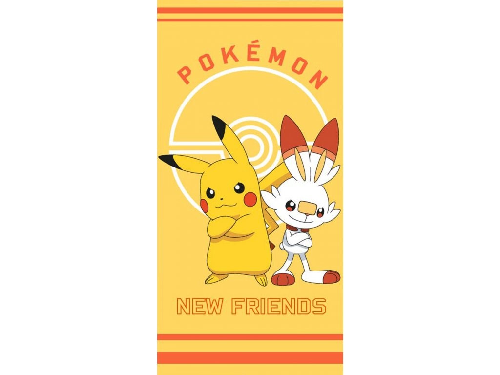 TipTrade Bavlněná froté  osuška 70x140 cm - Pokémon Pikachu a Scorbunny