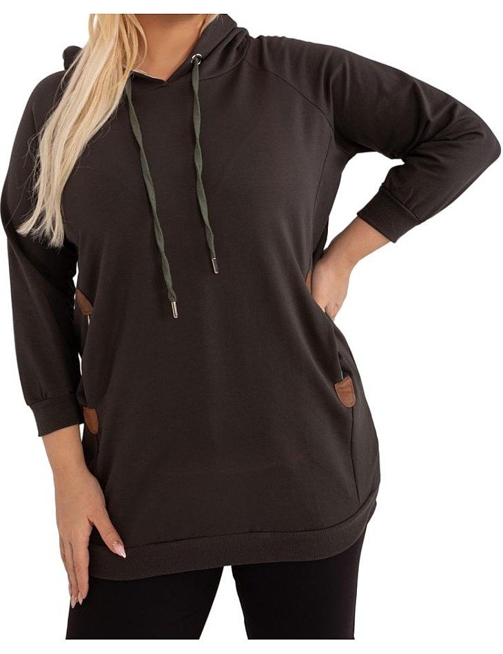 Tmavá khaki mikina s kapucí