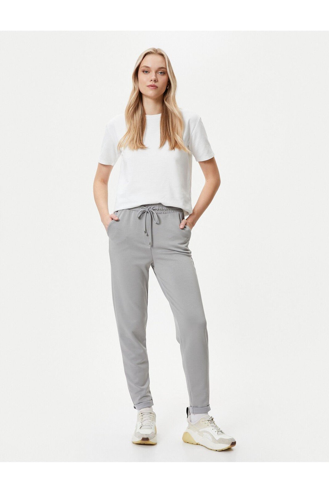 Koton Jogger Trousers with Lace Waist and Pocket Modal Blend