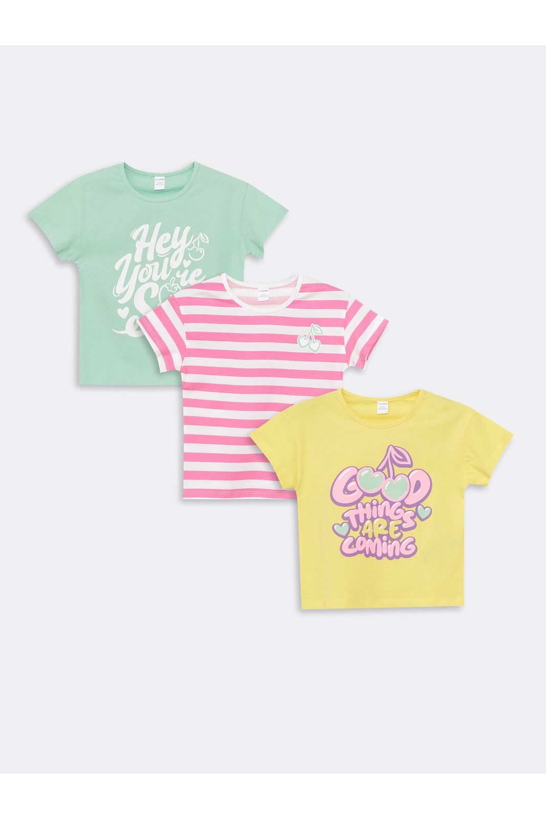LC Waikiki 3-Piece Crew Neck Printed Baby Girl T-Shirt