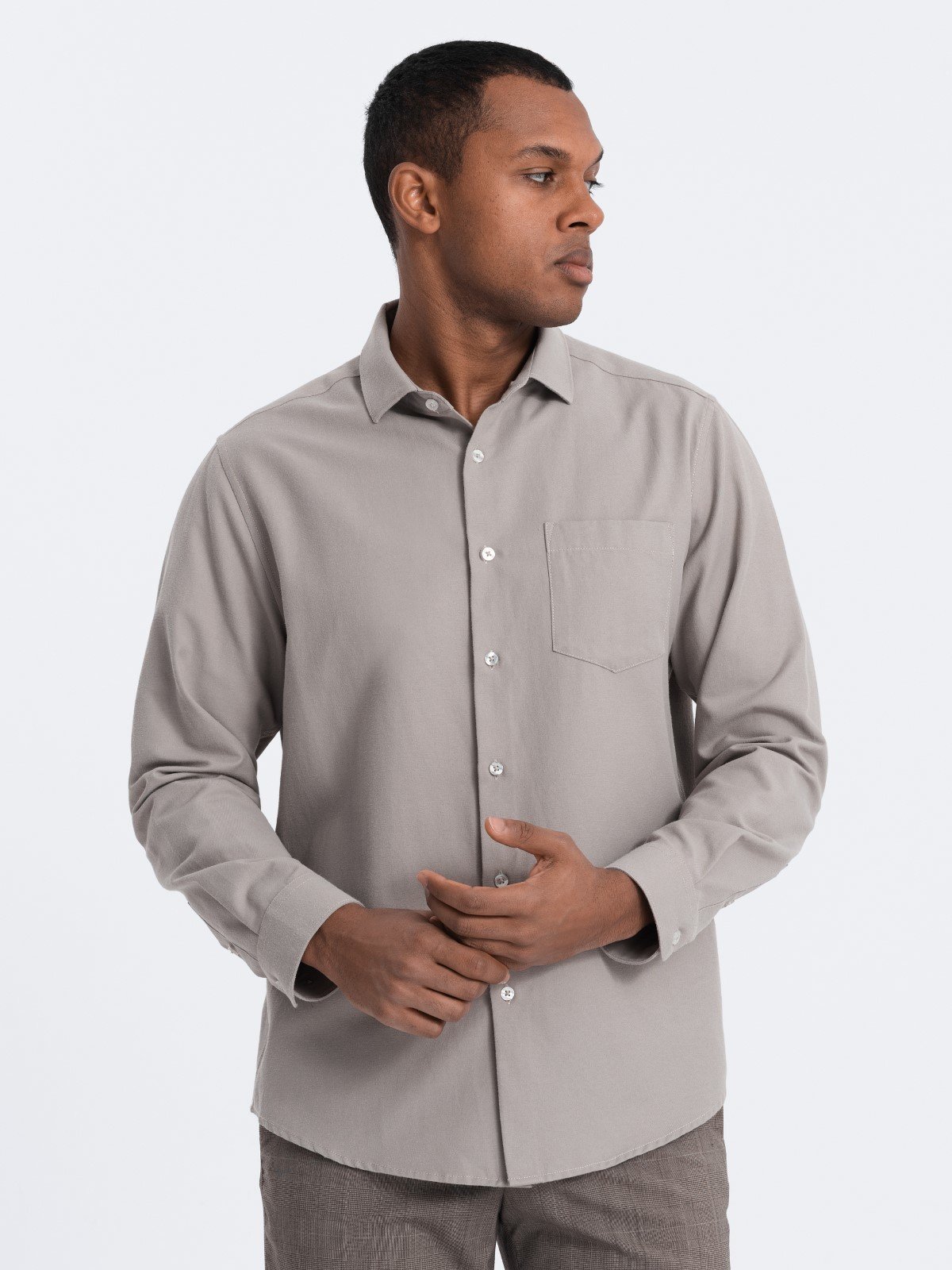 Ombre Men's REGULAR FIT shirt with pocket - gray