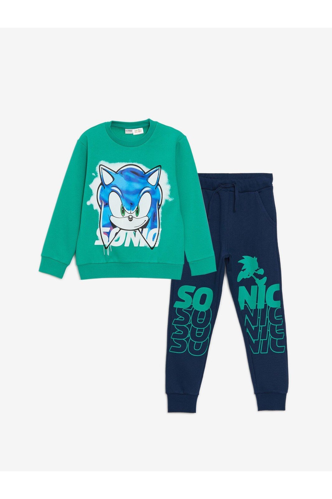 LC Waikiki Boys' Crew Neck Sonic Printed Long Sleeve Sweatshirt & Sweatpants