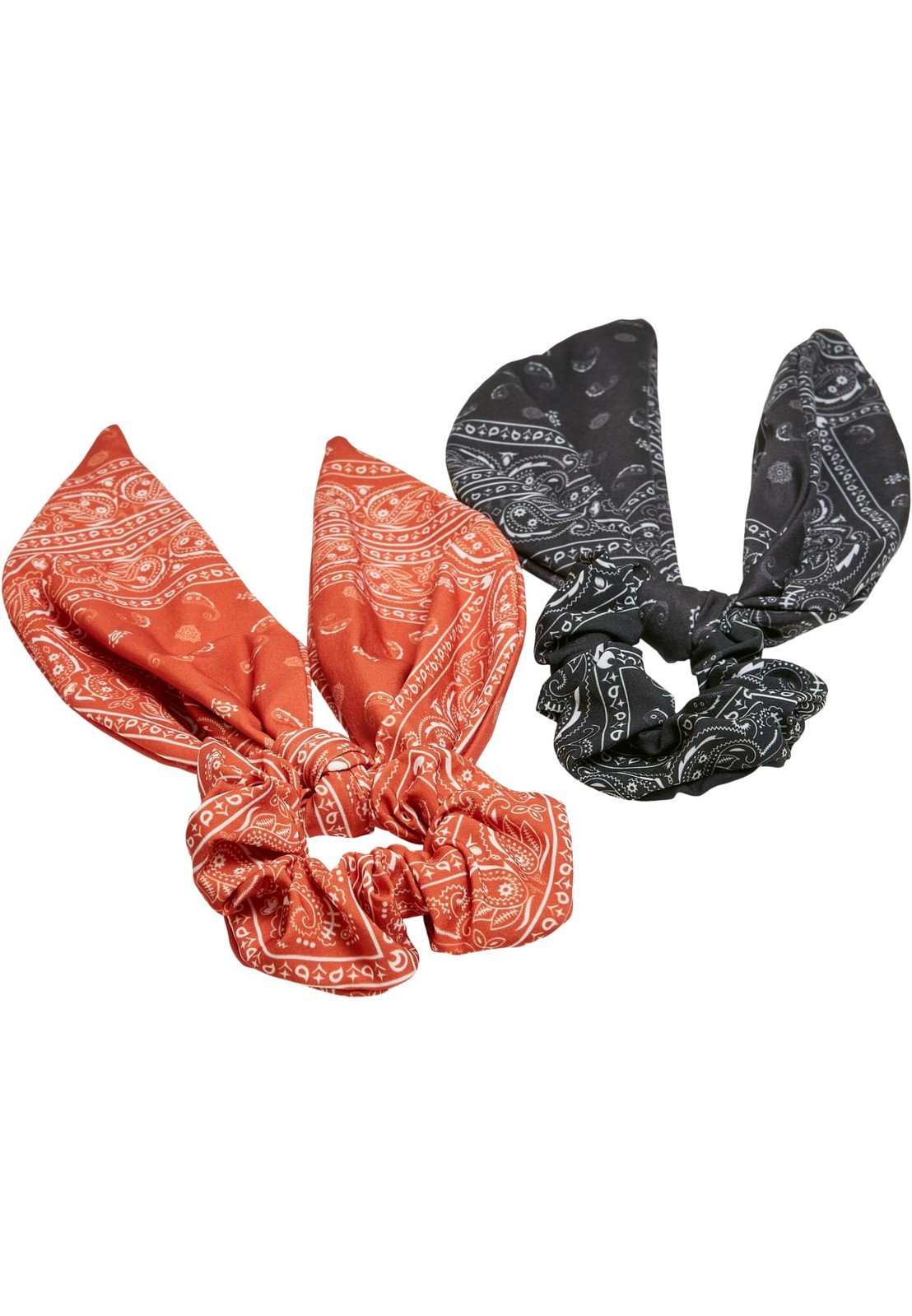 Šátkové scrunchies s mašlí XXL 2 balení oranžová/černá