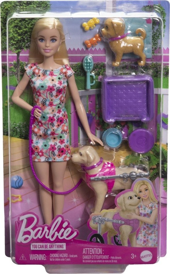 Barbie panenka a pejsek s invalidním vozíčkem - Mattel Batman