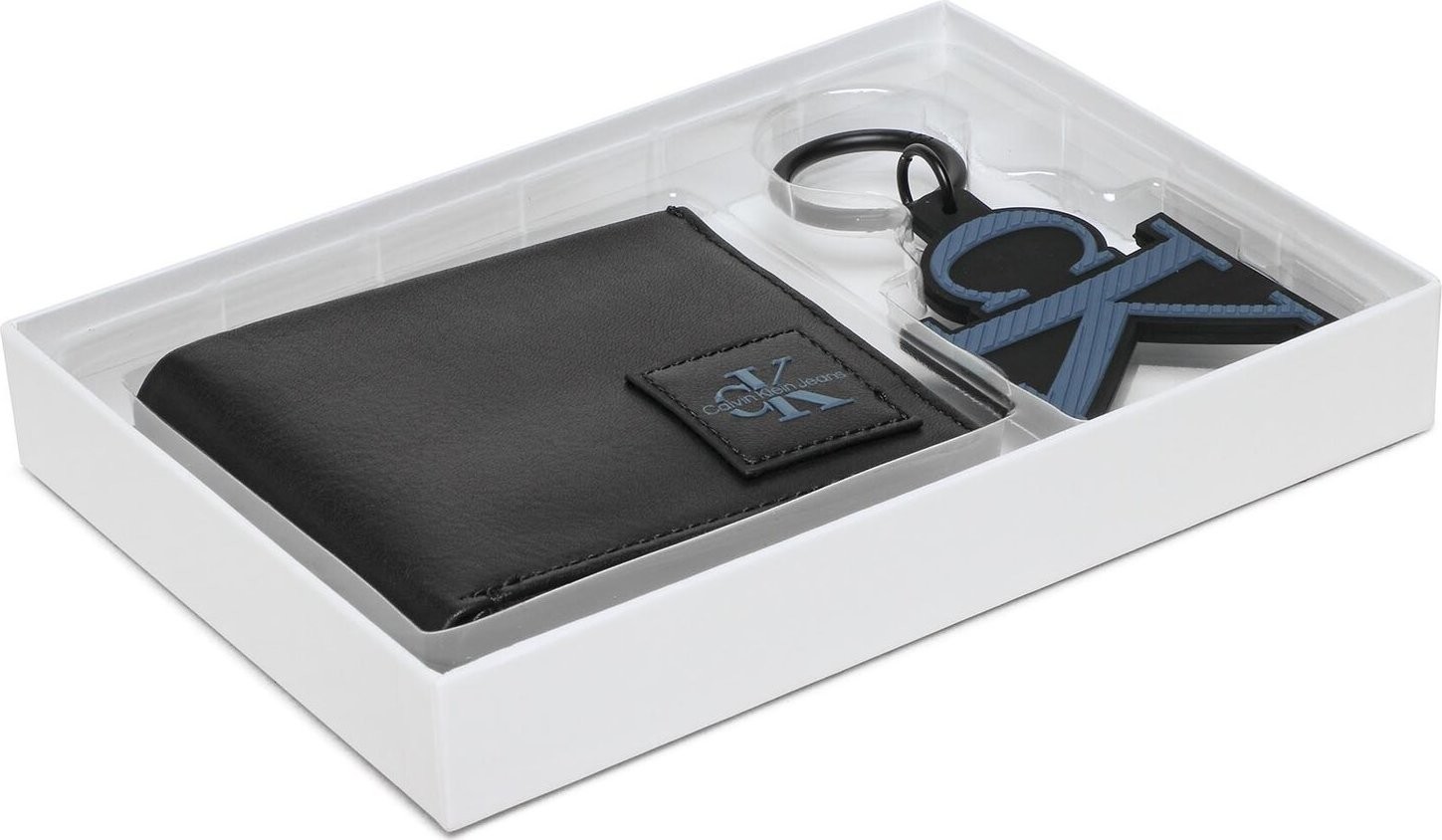 Sada peněženka a klíčenka Calvin Klein Jeans Bifold W/Coin + Rubber Keyfob K50K510165 BDS