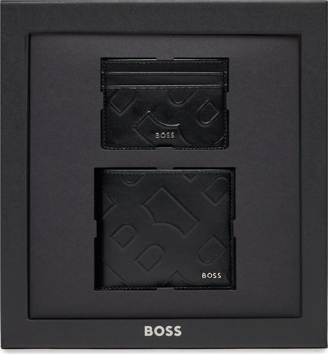 Sada peněženka a pouzdro na karty Boss Gbbm 8Cc Card Case 50513668 Black 001