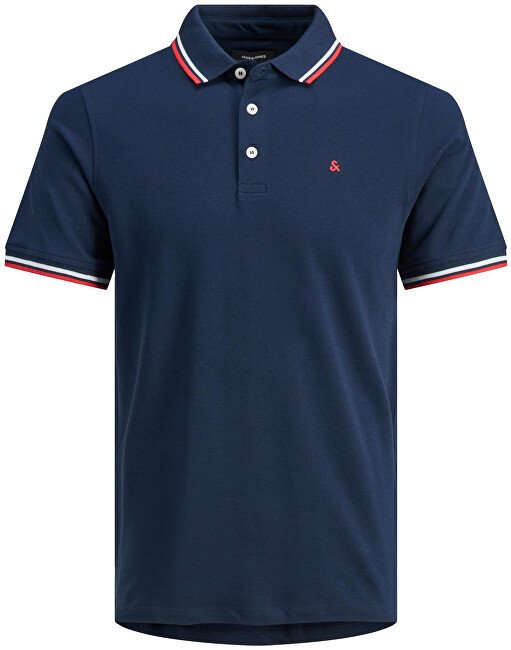 Jack&Jones PLUS Pánské polo triko Slim Fit JJEPAULOS 12143859 Navy Blazer 8XL