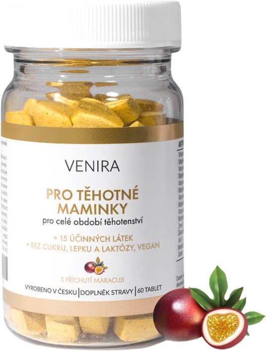 Venira vitamíny pro těhotné ženy, 1-3 trimestr, maracuja 60 ks