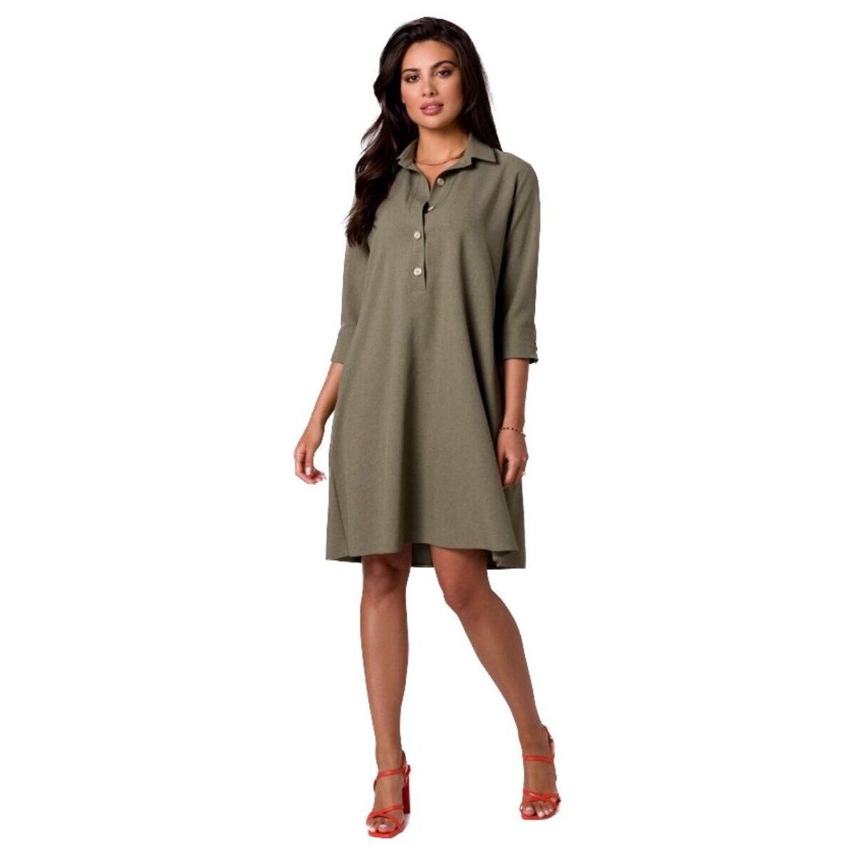 Bewear  Dámské košilové šaty Ganiervydd B257 olivová  Zelená