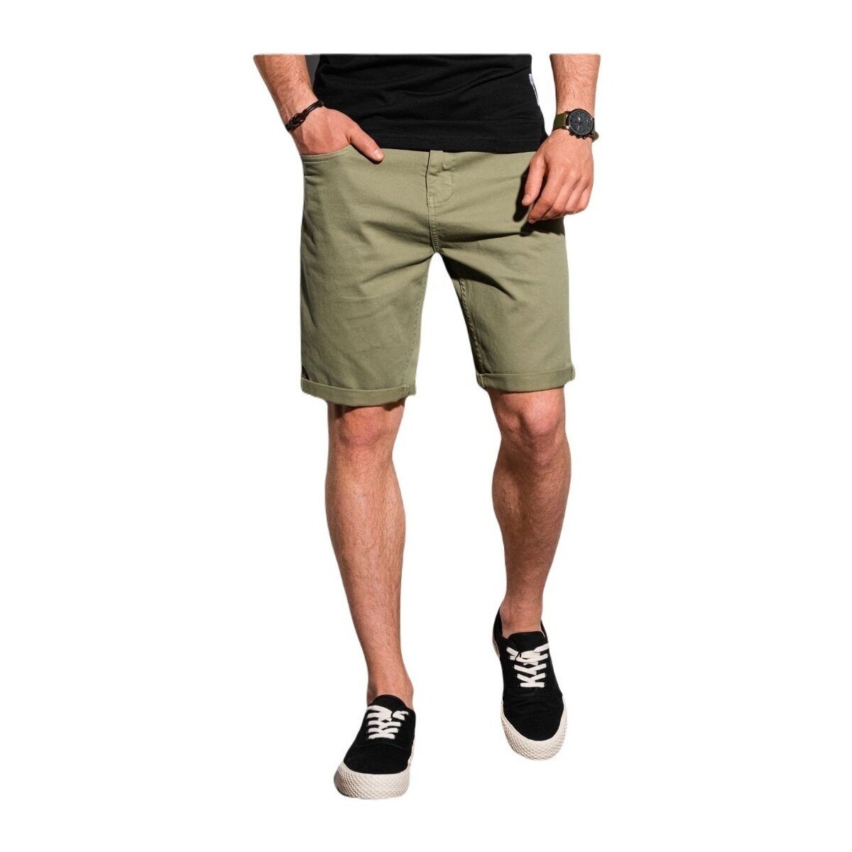 Ombre  Pánské casual kraťasy Finn khaki  Zelená