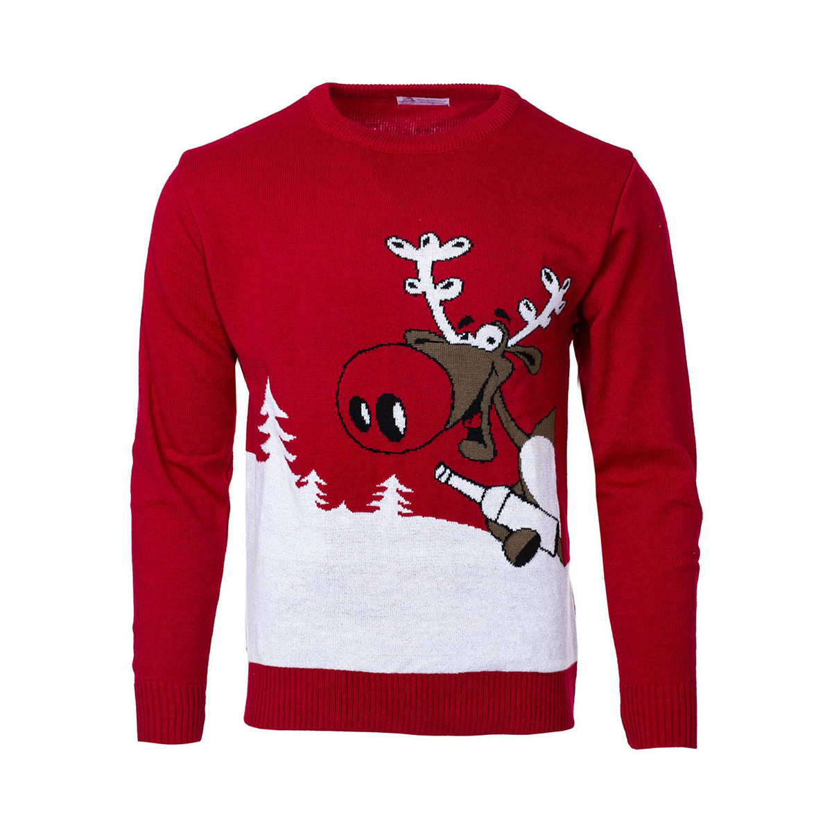 Wayfarer  Vánoční svetr se sobem Drunk Reindeer červený  Bílá
