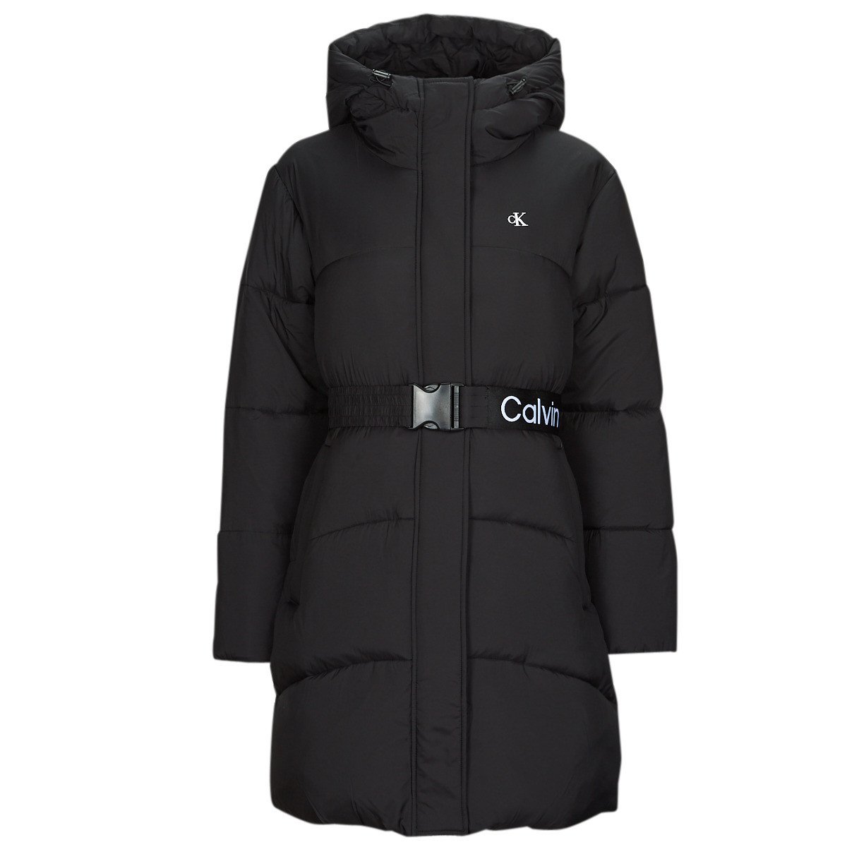 Calvin Klein Jeans  LOGO BELT LONG PUFFER  Černá