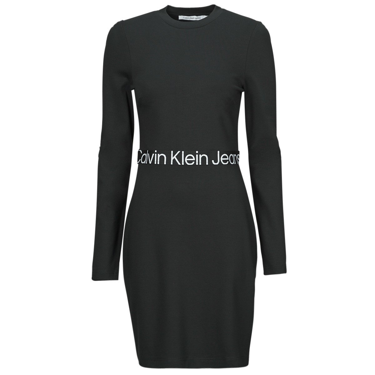 Calvin Klein Jeans  LOGO ELASTIC MILANO LS DRESS  Černá