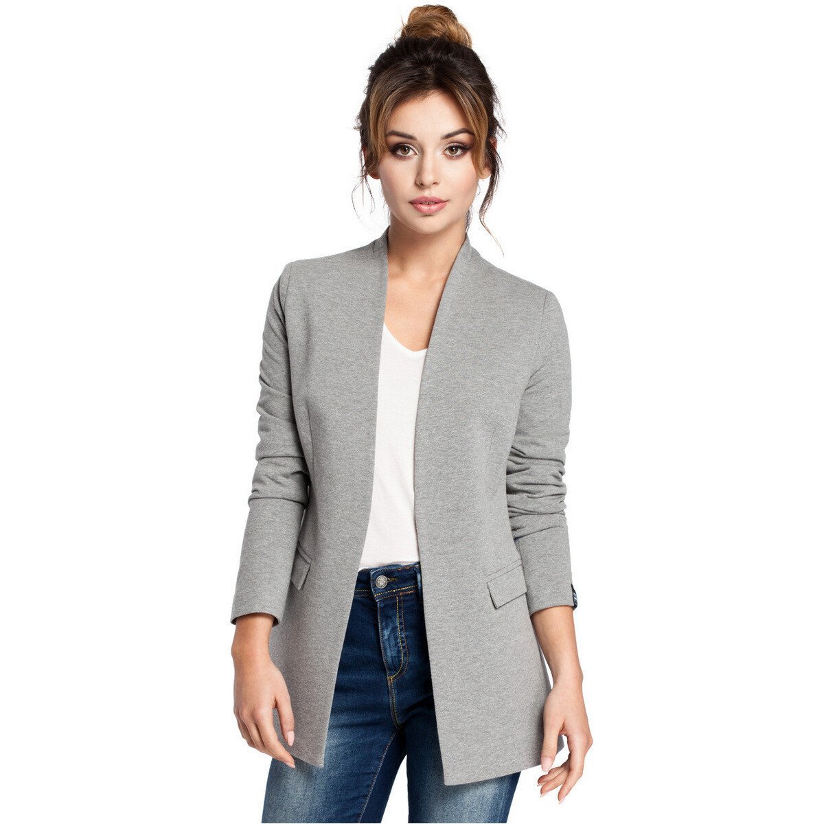 Bewear  Dámské dlouhé sako Anton B030 šedá  Šedá