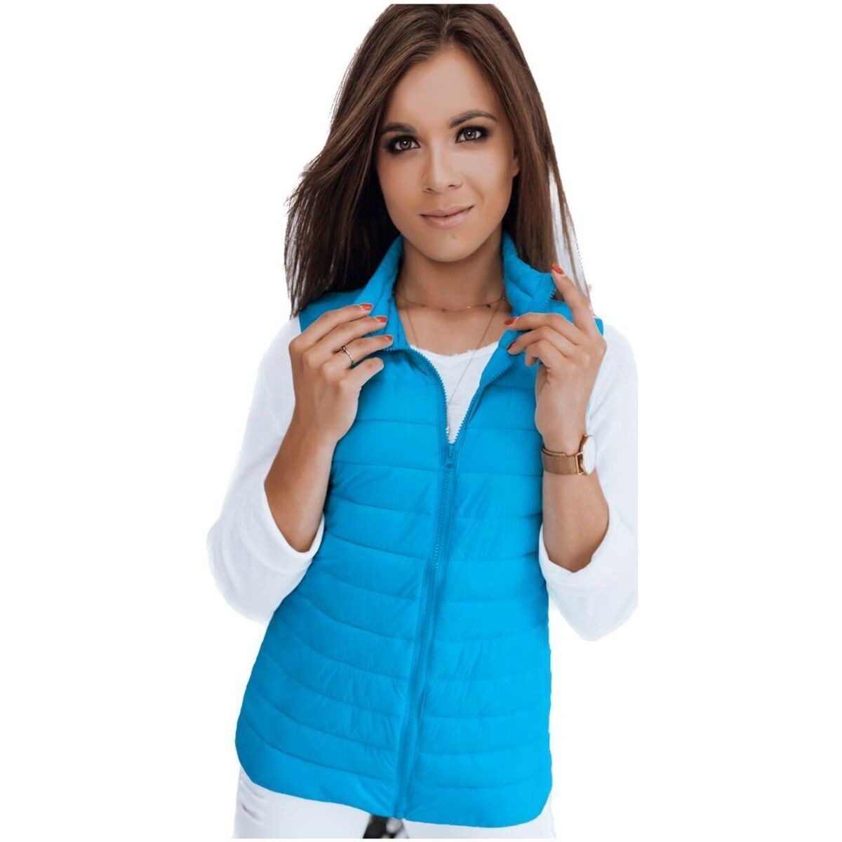 D Street  Dámská prošívaná vesta Surface modrá světlá  Modrá