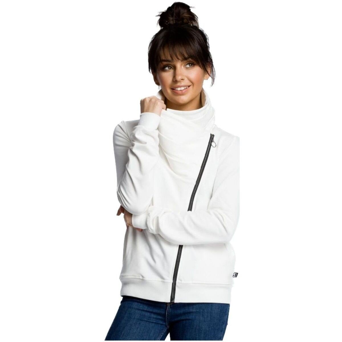 Bewear  Dámská mikina na zip Bunlemphius B071 ecru  Bílá